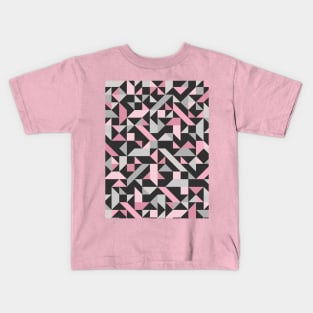 Pink and Grey Geometric Art Kids T-Shirt